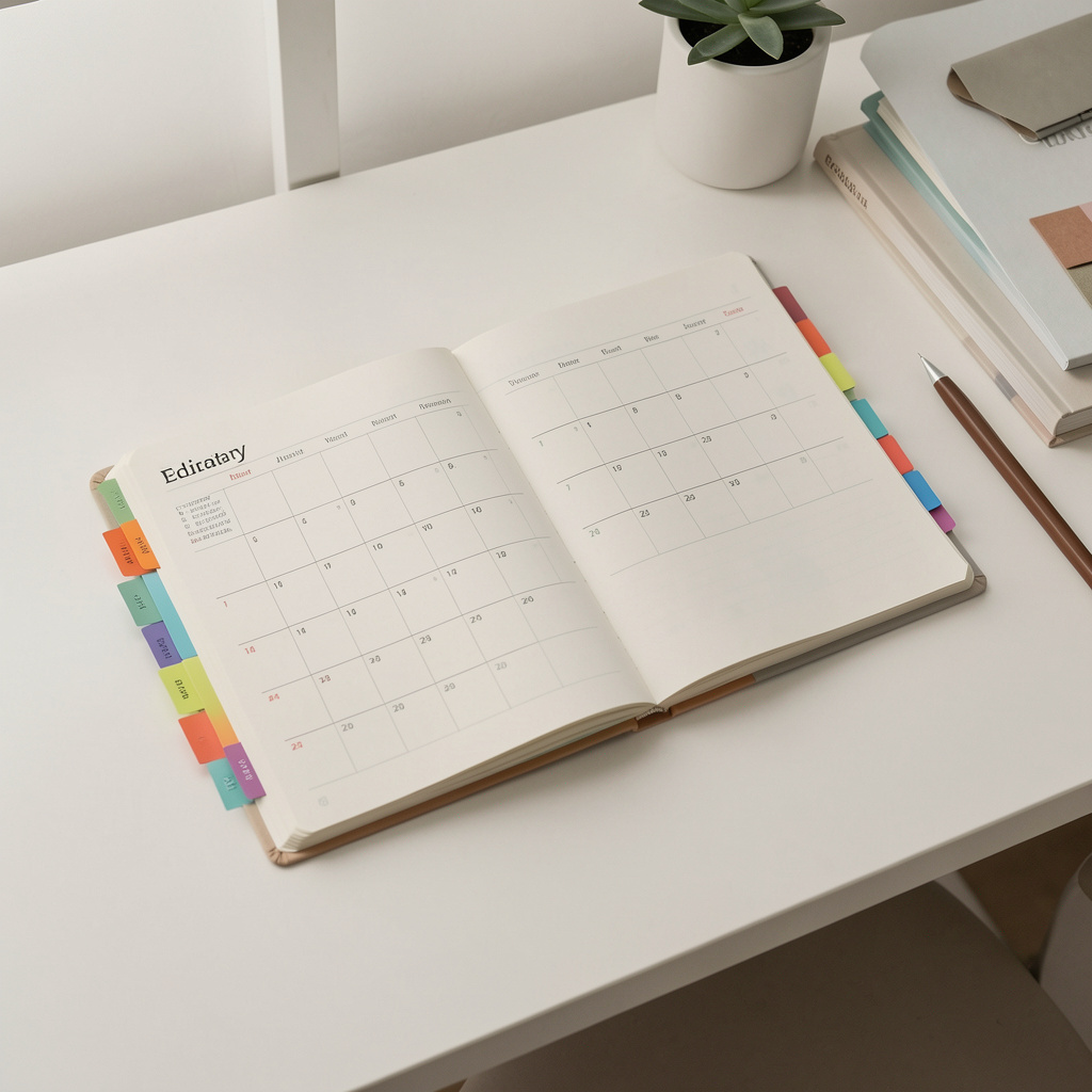 Content marketing strategy planning with editorial calendar