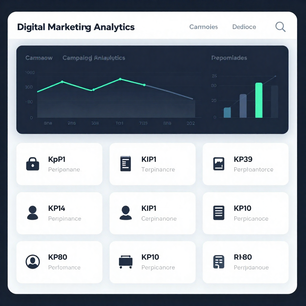 Digital marketing analytics dashboard showing campaign performance