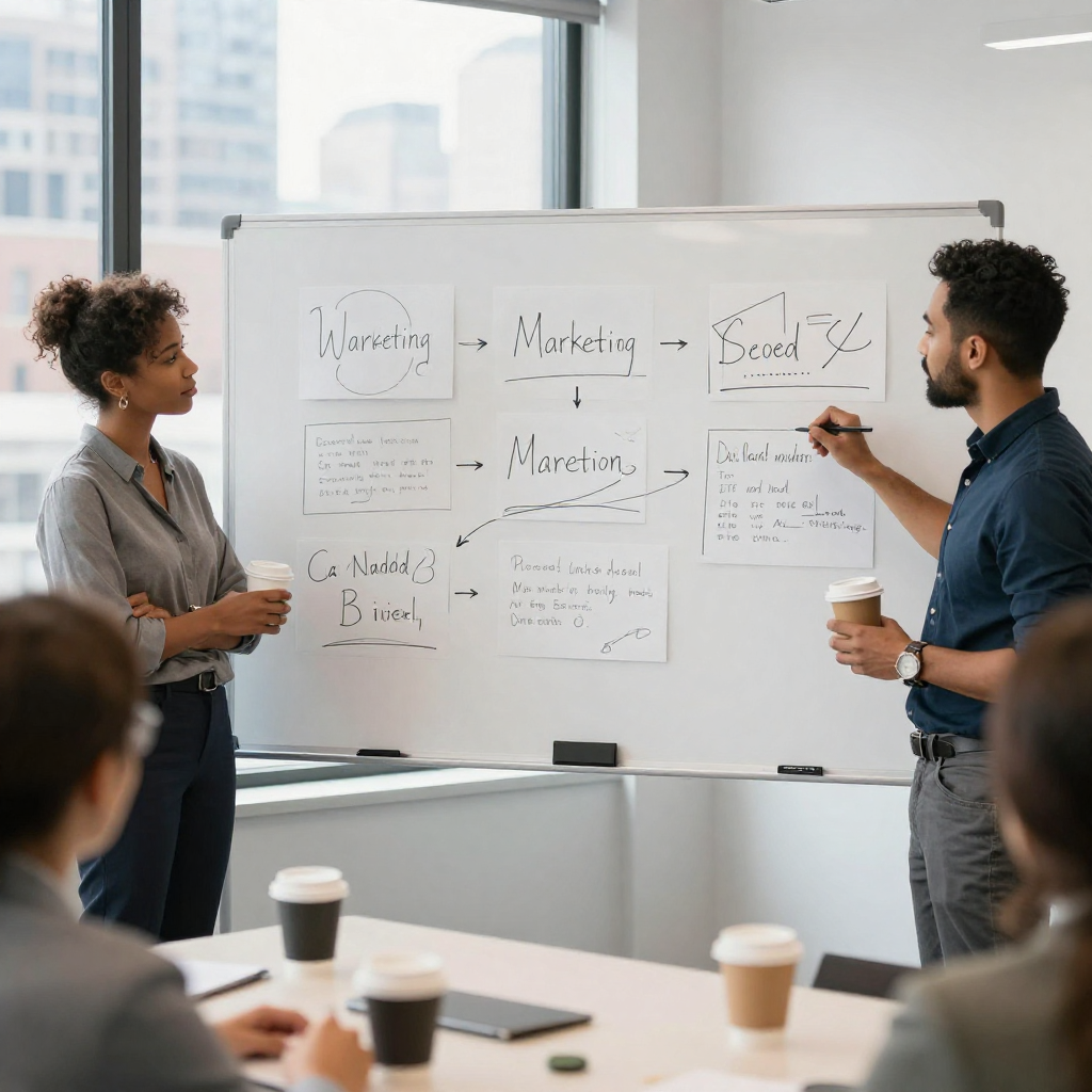 Marketing team developing strategy in New York office